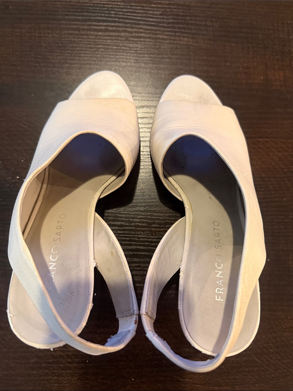 Franco Sarto Pale Pink Open-Toe Slingback Heels